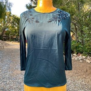 Blue Embroidered Maison Scotch La Femme Selon Marie BOUDOIR Blouse